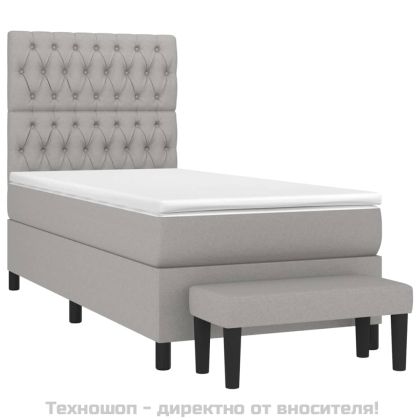 Боксспринг легло с матрак, светлосиво, 100x200 см, плат