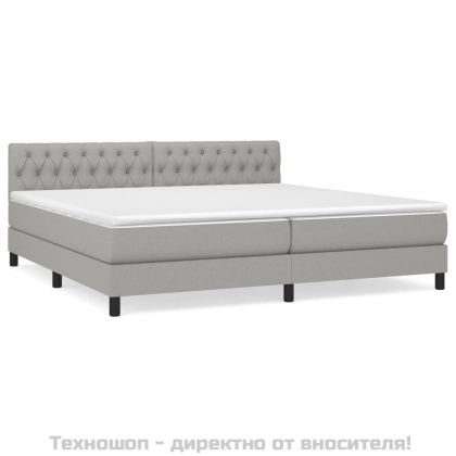 Боксспринг легло с матрак, светлосиво, 200x200 см, плат