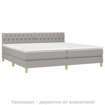 Боксспринг легло с матрак, светлосиво, 200x200 см, плат