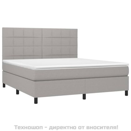 Боксспринг легло с матрак, светлосиво, 160x200 см, плат