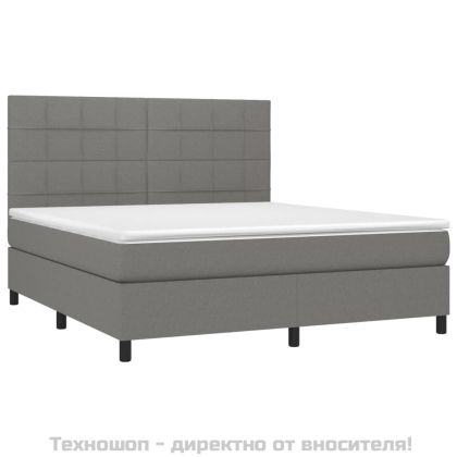Боксспринг легло с матрак, тъмносиво, 180x200 см, плат