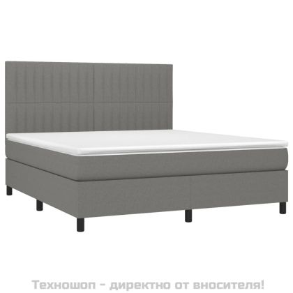 Боксспринг легло с матрак, тъмносиво, 180x200 см, плат
