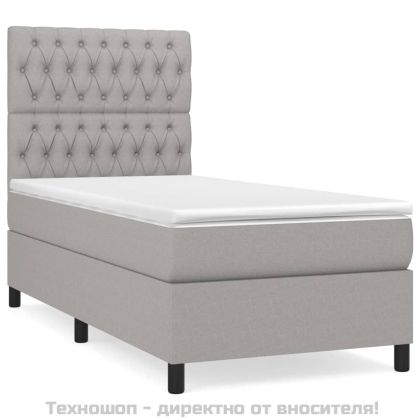 Боксспринг легло с матрак, светлосиво, 100x200 см, плат