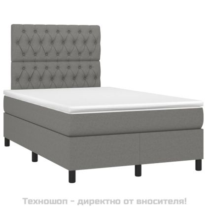 Боксспринг легло с матрак, тъмносиво, 120x200 см, плат