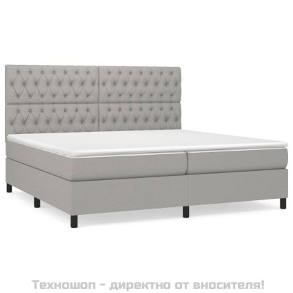 Боксспринг легло с матрак, светлосиво, 200x200 см, плат