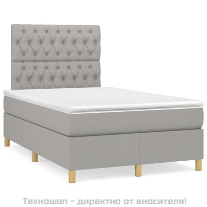 Боксспринг легло с матрак, светлосиво, 120x200 см, плат