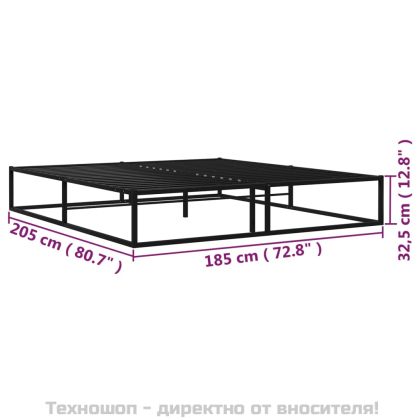 Рамка за легло, черна, метал, 180x200 cм
