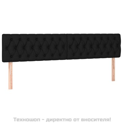 Горна табла за легло, 2 бр, черна, 90x7x78/88 см, плат