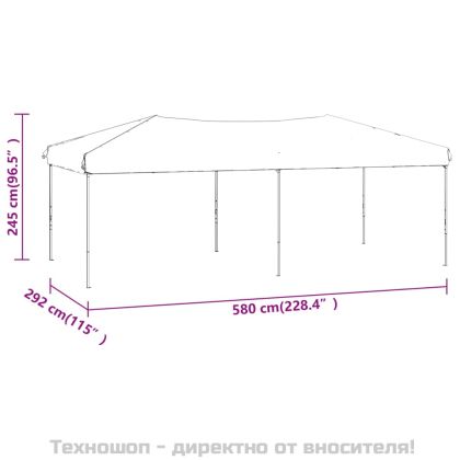 Сгъваема парти шатра със странични стени, таупе, 3x6 м