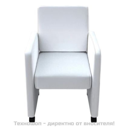 Трапезни столове, 4 бр, бели, изкуствена кожа