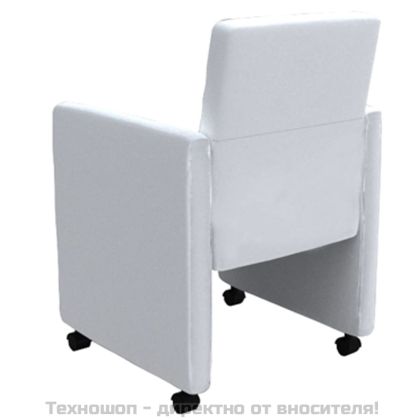 Трапезни столове, 4 бр, бели, изкуствена кожа