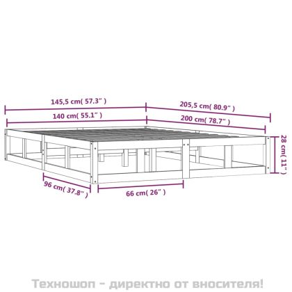 Рамка за легло, 140х200 см, масивно дърво