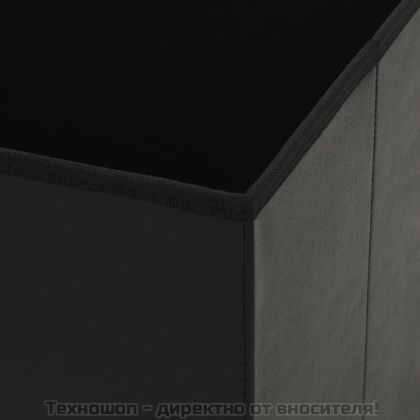 Сгъваеми табуретки за съхранение, 2 бр, черни, изкуствена кожа