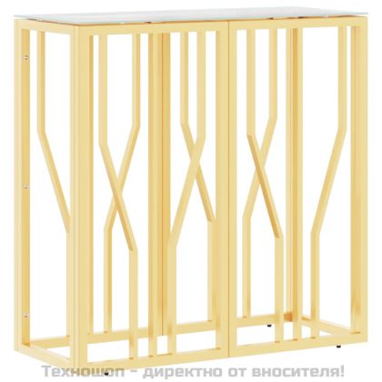 Конзолна маса златиста 70x30x70 см неръждаема стомана и стъкло