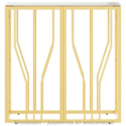 Конзолна маса златиста 70x30x70 см неръждаема стомана и стъкло