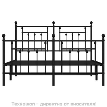 Метална рамка за легло с горна и долна табла, черна, 140x200 см