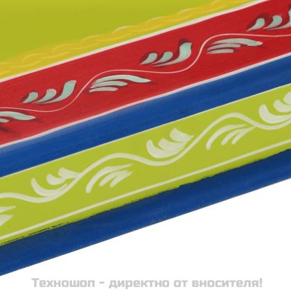 Маса за кафе, зелена, ръчно рисувана, мангово дърво масив