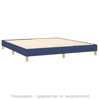 Боксспринг легло с матрак, синьо, 160x200 см, плат