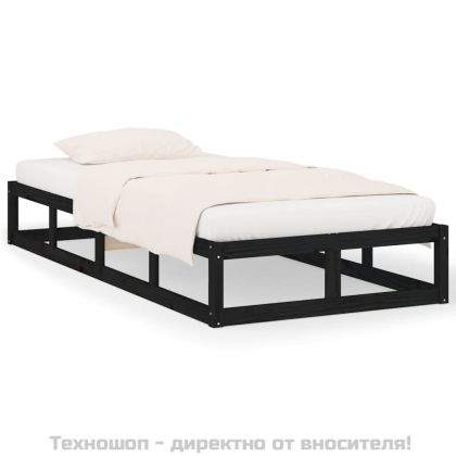 Рамка за легло, черна, 90х200 см, масивно дърво