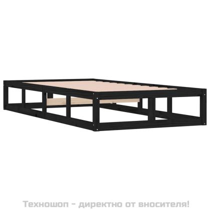 Рамка за легло, черна, 90х200 см, масивно дърво