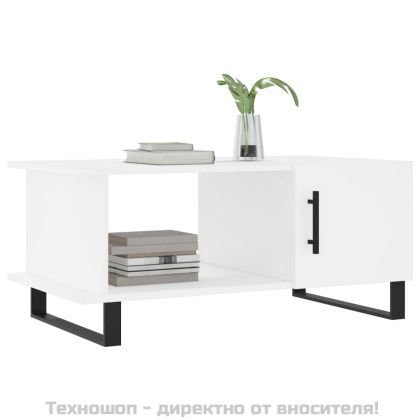 Кафе маса, бяла, 90x50x40 см, инженерно дърво