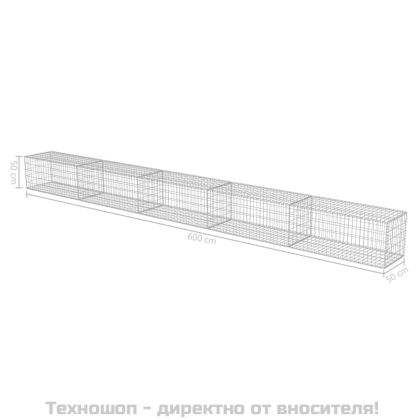 Габионна стена с капаци, поцинкована стомана, 600х50х50 см