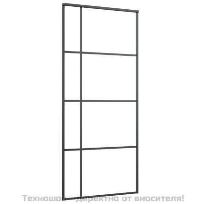 Плъзгаща се врата матирано ESG стъкло/алуминий 90x205 см черна