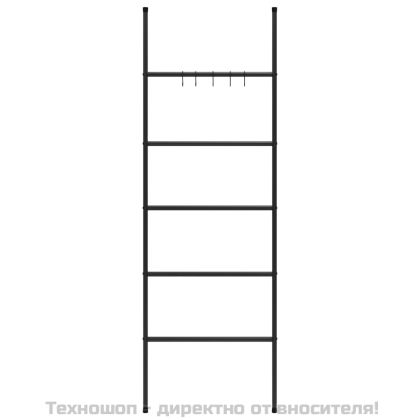 Стълба за кърпи с 5 нива, черна, 58x175 см, желязна