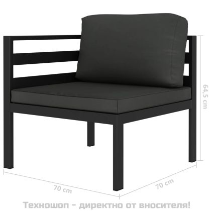 Градински комплект с възглавници, 3 части, алуминий, антрацит