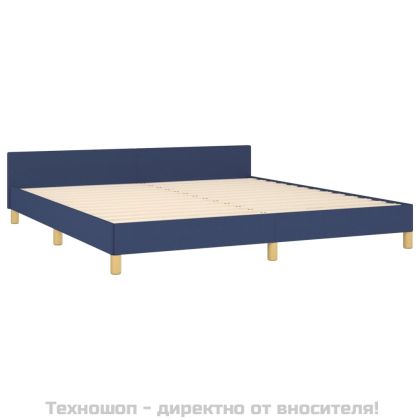 Рамка за легло с табла, синя, 180x200 см, плат
