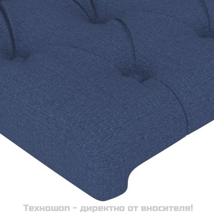 Рамка за легло с табла, синя, 180x200 см, плат