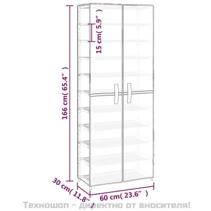Шкаф за обувки, кремав, 60x30x166 см, плат