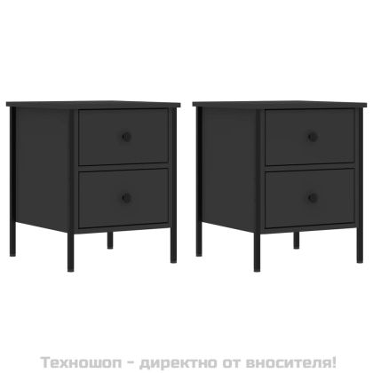 Нощни шкафчета 2 бр черни 40x42x50 см инженерно дърво