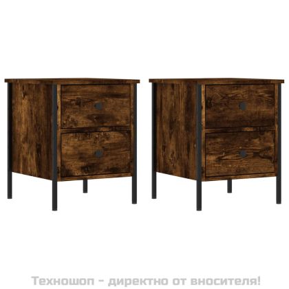 Нощни шкафчета 2 бр опушен дъб 40x42x50 см инженерно дърво