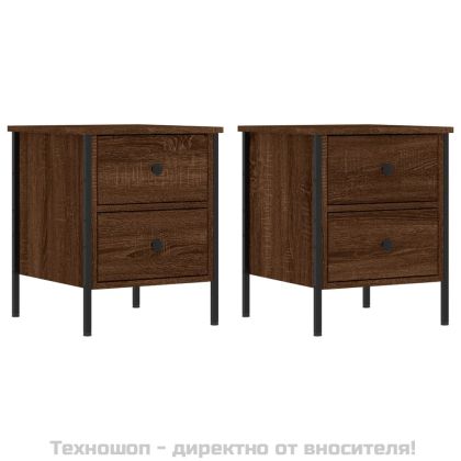 Нощни шкафчета 2 бр кафяв дъб 40x42x50 см инженерно дърво
