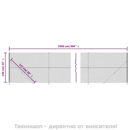 Плетена оградна мрежа с фланец, антрацит, 1,4x25 м