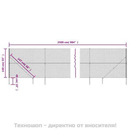 Плетена оградна мрежа с шипове, сребриста, 1,4x25 м