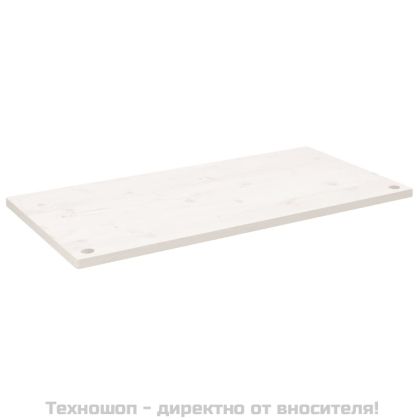 Плот за бюро, бял, 100x60x2,5 см, борово дърво масив