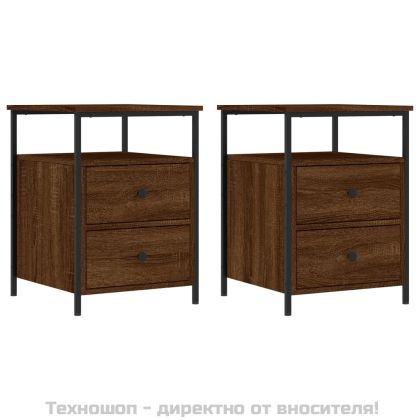 Нощни шкафчета 2 бр кафяв дъб 44x45x60 см инженерно дърво