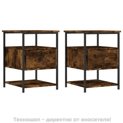 Нощни шкафчета 2 бр опушен дъб 40x42x56 см инженерно дърво