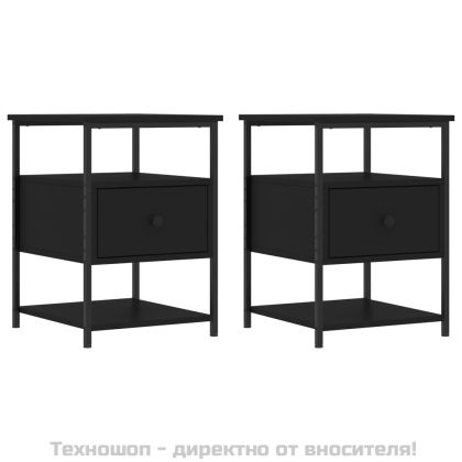 Нощни шкафчета 2 бр черни 40x42x56 см инженерно дърво
