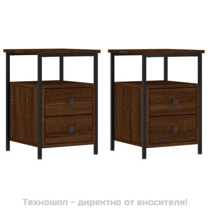 Нощни шкафчета 2 бр кафяв дъб 34x35,5x50 см инженерно дърво