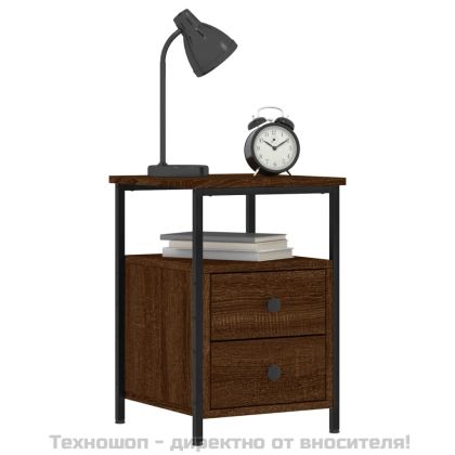 Нощни шкафчета 2 бр кафяв дъб 34x35,5x50 см инженерно дърво