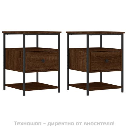 Нощни шкафчета 2 бр кафяв дъб 40x42x56 см инженерно дърво