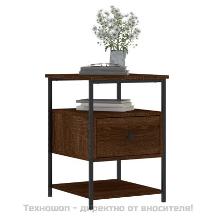 Нощни шкафчета 2 бр кафяв дъб 40x42x56 см инженерно дърво