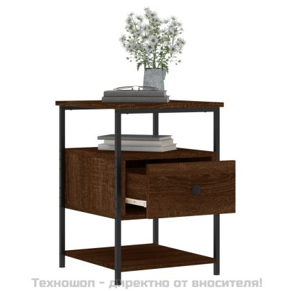 Нощни шкафчета 2 бр кафяв дъб 40x42x56 см инженерно дърво