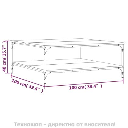Кафе маса, черна, 100x100x40 см, инженерно дърво