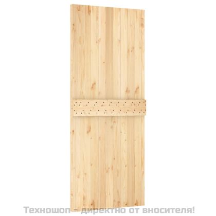 Плъзгаща врата с монтажни части, 85x210 см, борово дърво масив