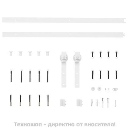 Плъзгаща врата с монтажни части, 85x210 см, борово дърво масив