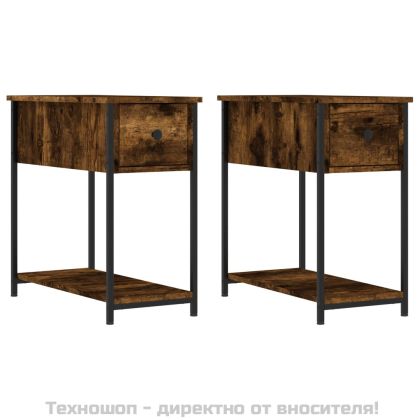 Нощни шкафчета 2 бр опушен дъб 30x60x60 см инженерно дърво